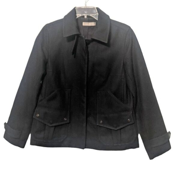 J.Crew Wool Blend Peacoat Size Small Women's Solid Black Casual Dress Coat - Picture 2 of 16